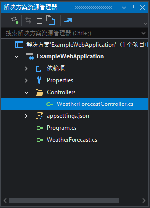 Opening the WeatherForecastController file