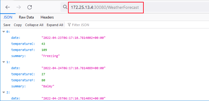 Project has been published and is visible in the Kubernetes Explorer